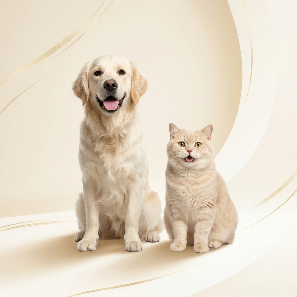 Perro y gato alegres con un cálido toque dorado – Petifo Rebajas