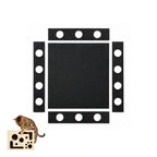 Set of black non-slip adhesive pads designed for cat puzzle toys displayed alongside a playing cat.
