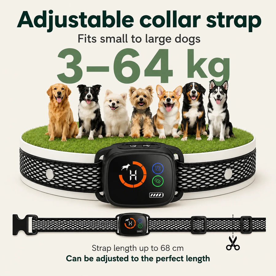 Collar antiladridos ajustable ChewUp, adecuado para perros pequeños y grandes de entre 3 kg y 64 kg.