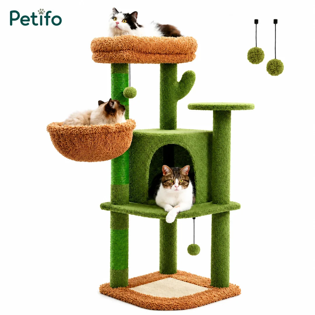 Árbol para gatos con forma de cactus