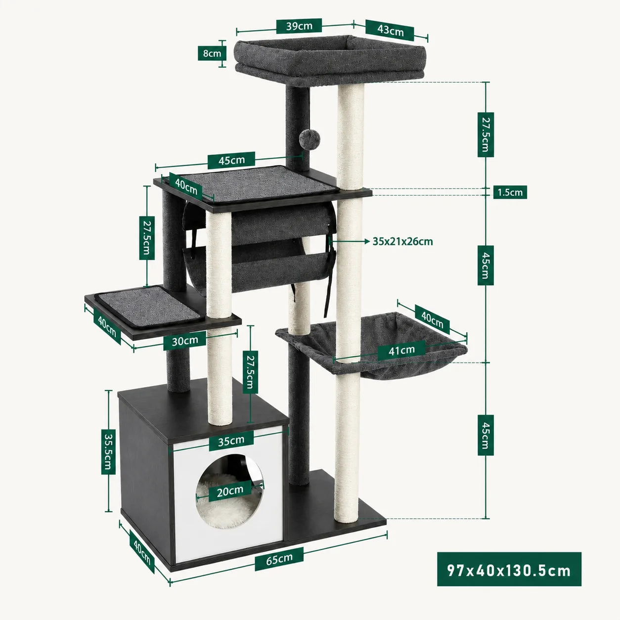 Árbol para gatos con armario de almacenamiento