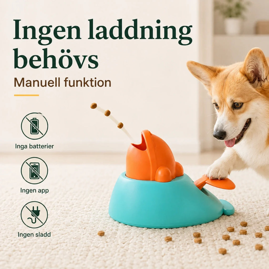 Clicker treat launcher with manual operation without batteries - Petifo