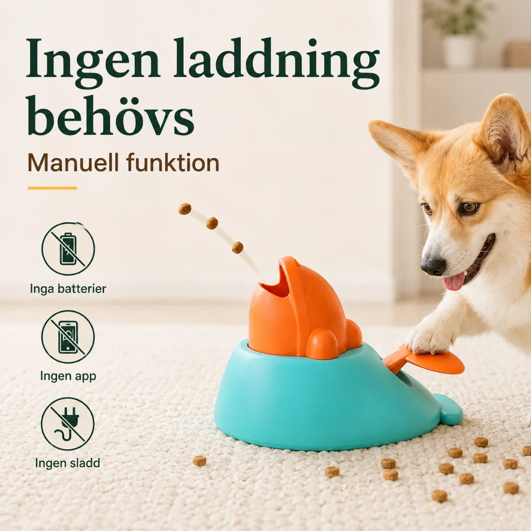 Clicker treat launcher with manual operation without batteries - Petifo