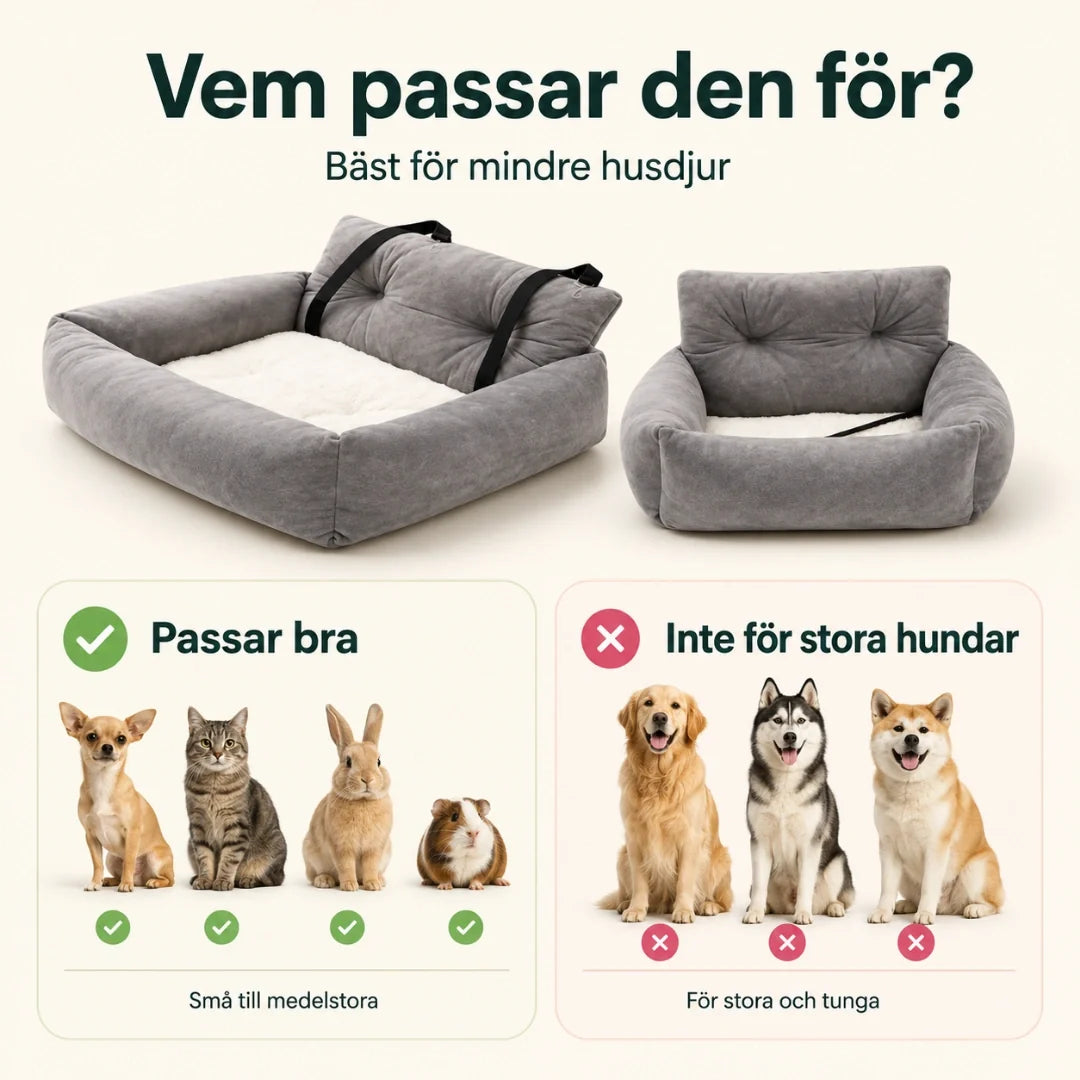 ComfyRide Car Seat with Safety Strap best for smaller pets - Petifo