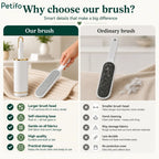 Comparison chart detailing why choose the Petifo brush over ordinary brushes, highlighting features like a self-cleaning base