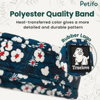 High-quality polyester dog collar band with a detailed floral pattern and a branded Truelove rubber logo tag.