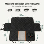Detailed measurement diagram of the 137 cm car back seat cover, suitable for sedans, hatchbacks, SUVs, and pickups.