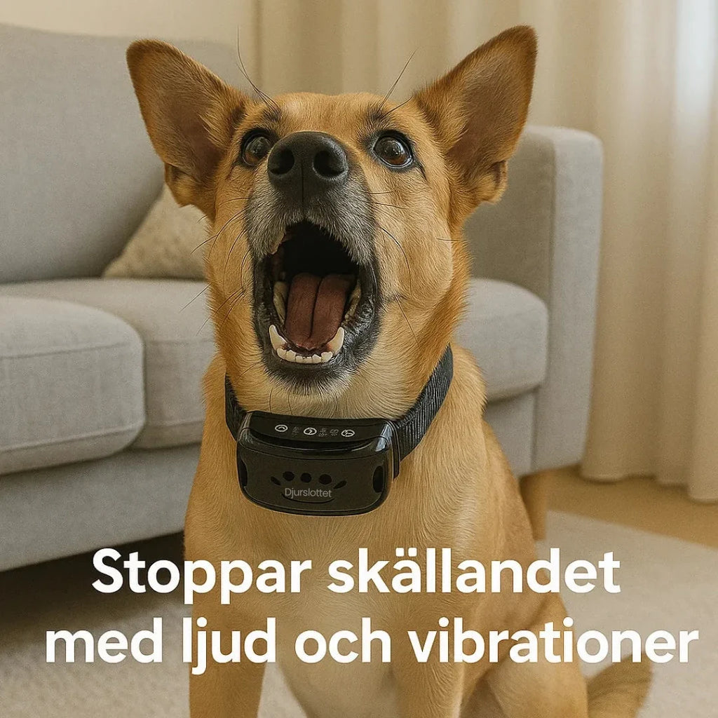 Petifo's anti-bark collar in black on a dog