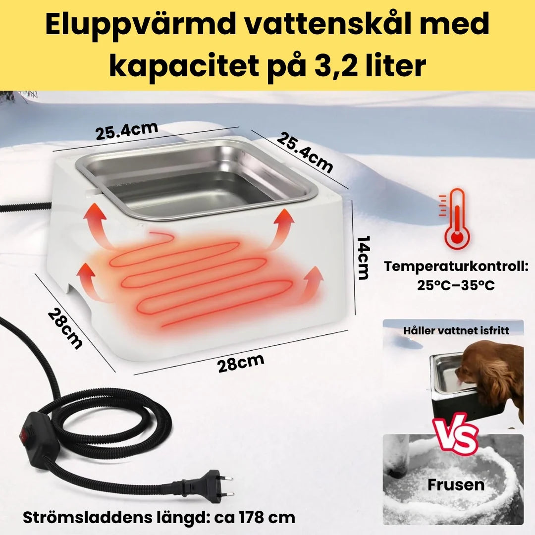 Electrically heated water bowl Electrically heated water bowl with a capacity of 3.2 litres - Petifo