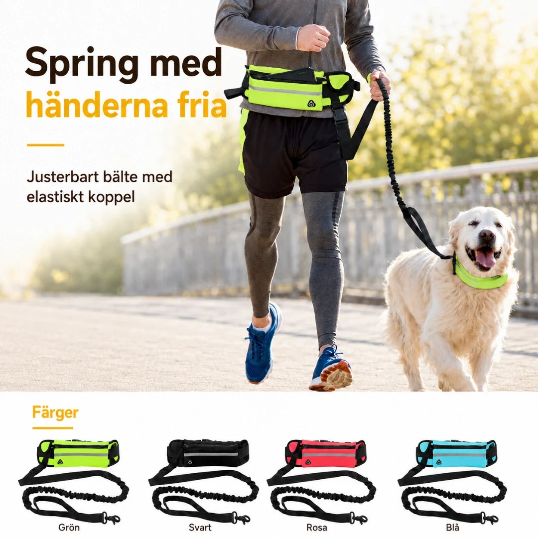 Flexura Dog Lead with waist bag running  - Petifo