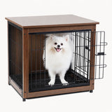 Mesa auxiliar con jaula para perros integrada