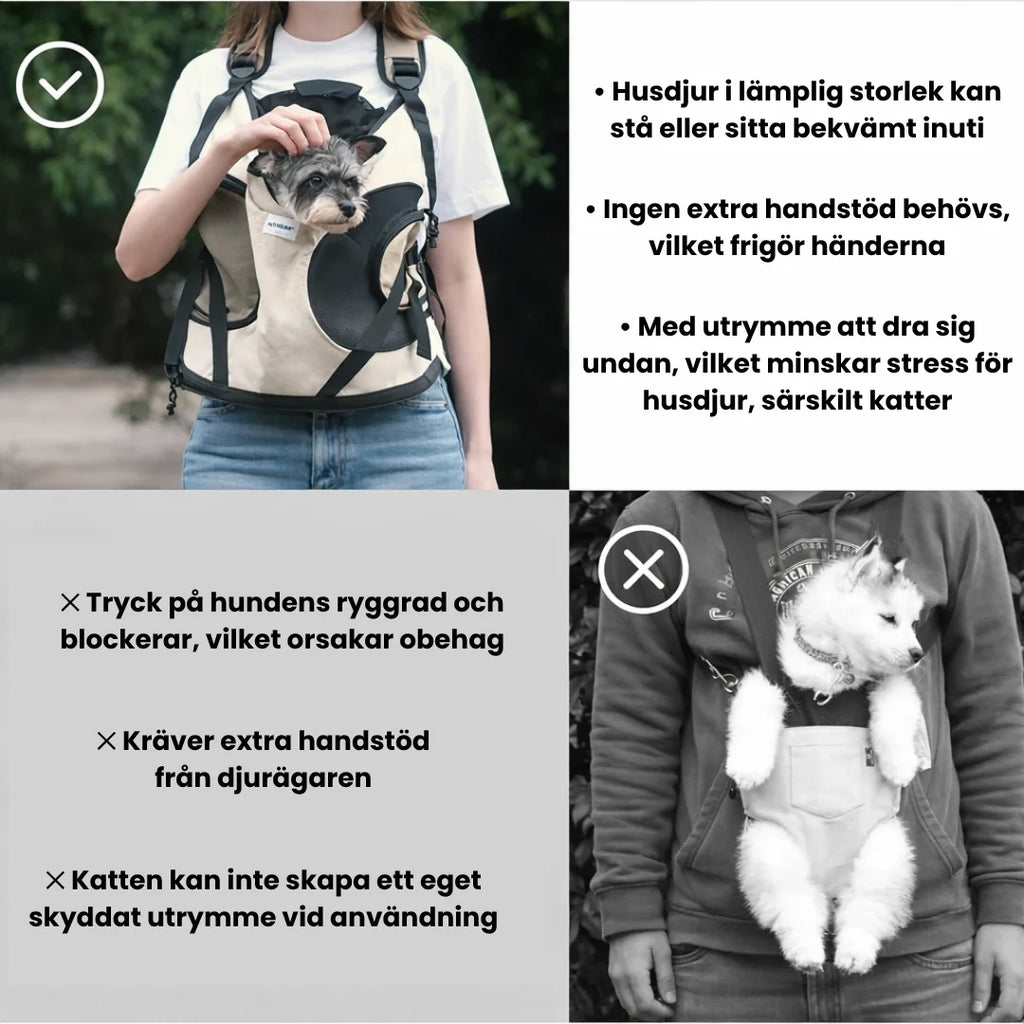 HiDream Front Carrier Pets of a suitable size can stand or sit comfortably inside - Petifo
