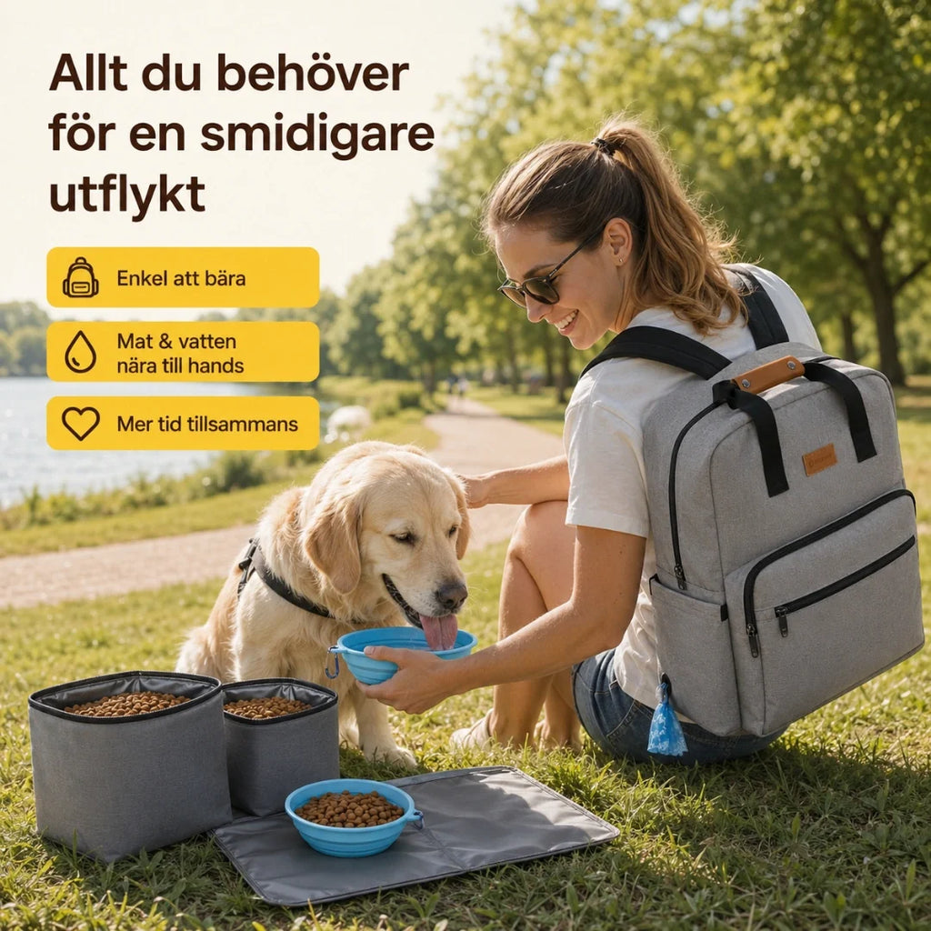 PawsPack Storage Backpack food containers and bowls - Petifo