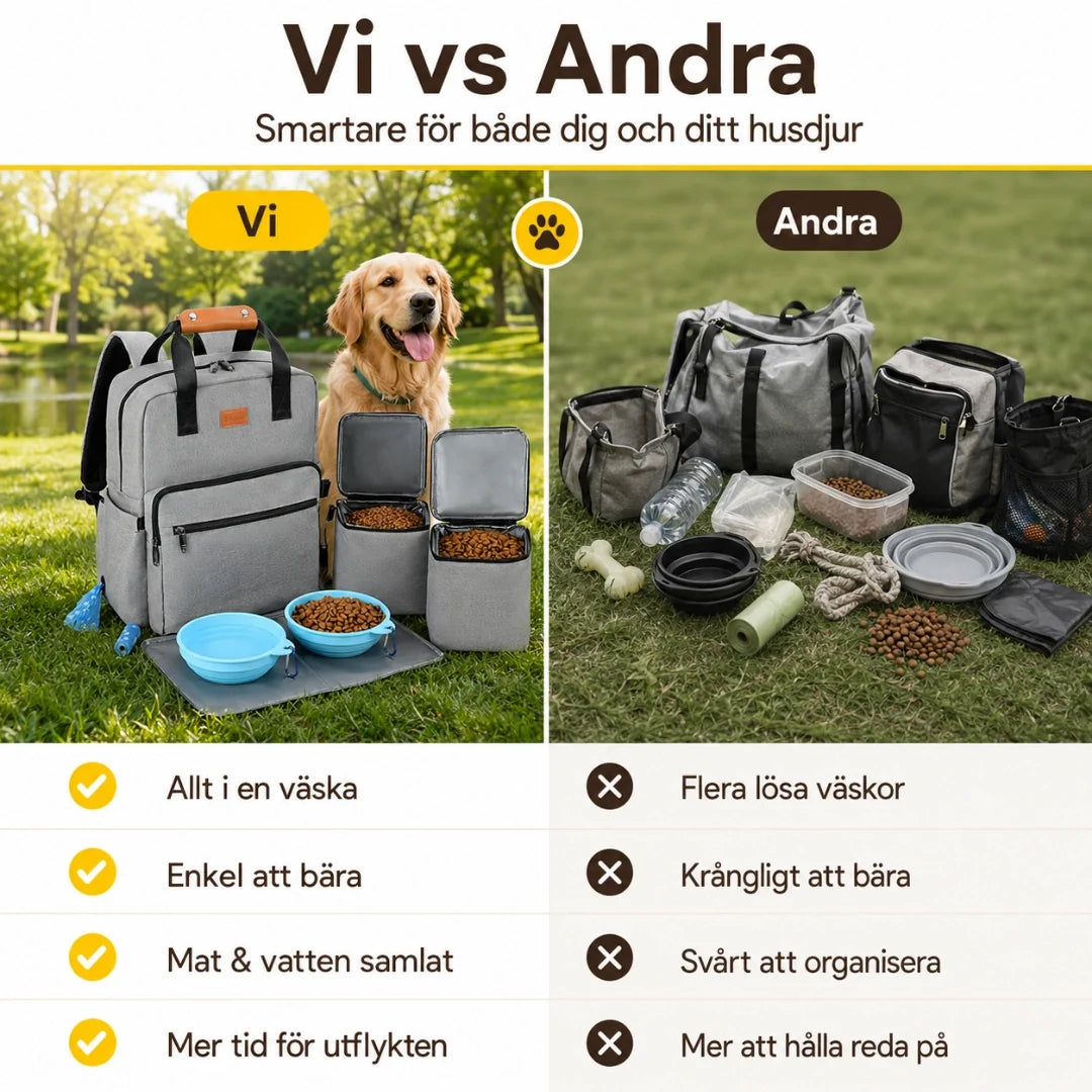 PawsPack Storage Backpack comparison vs ordinary bag - Petifo