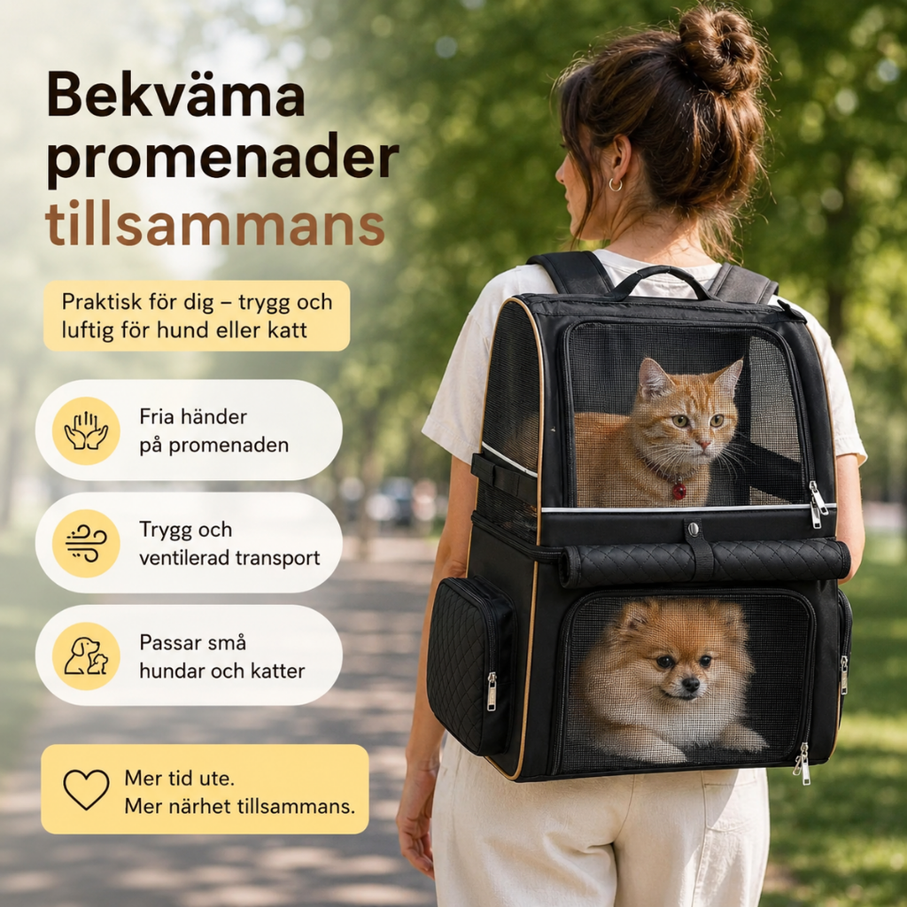 PetPacker Double Backpack walk with pet outdoors - Petifo