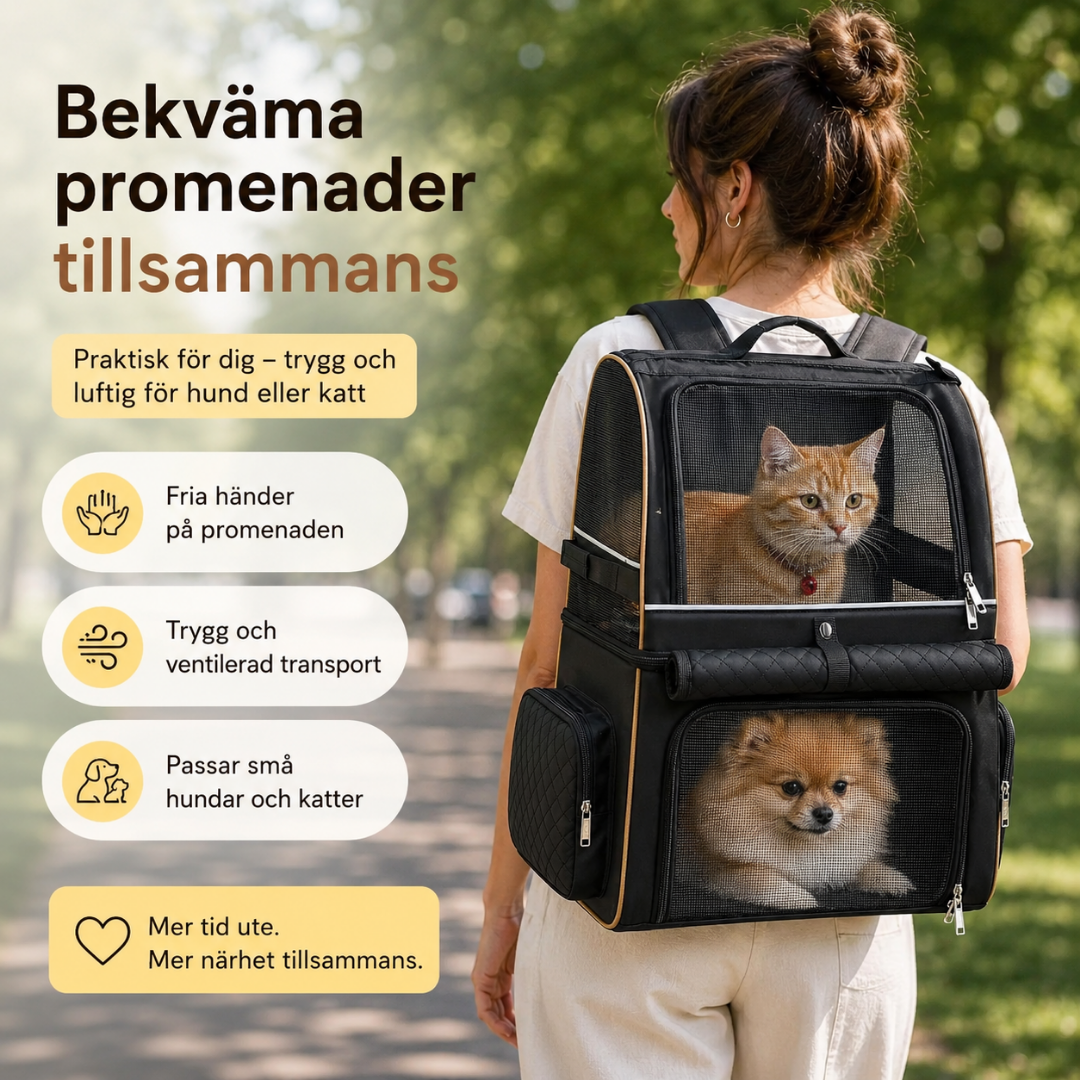 PetPacker Double Backpack walk with pet outdoors - Petifo