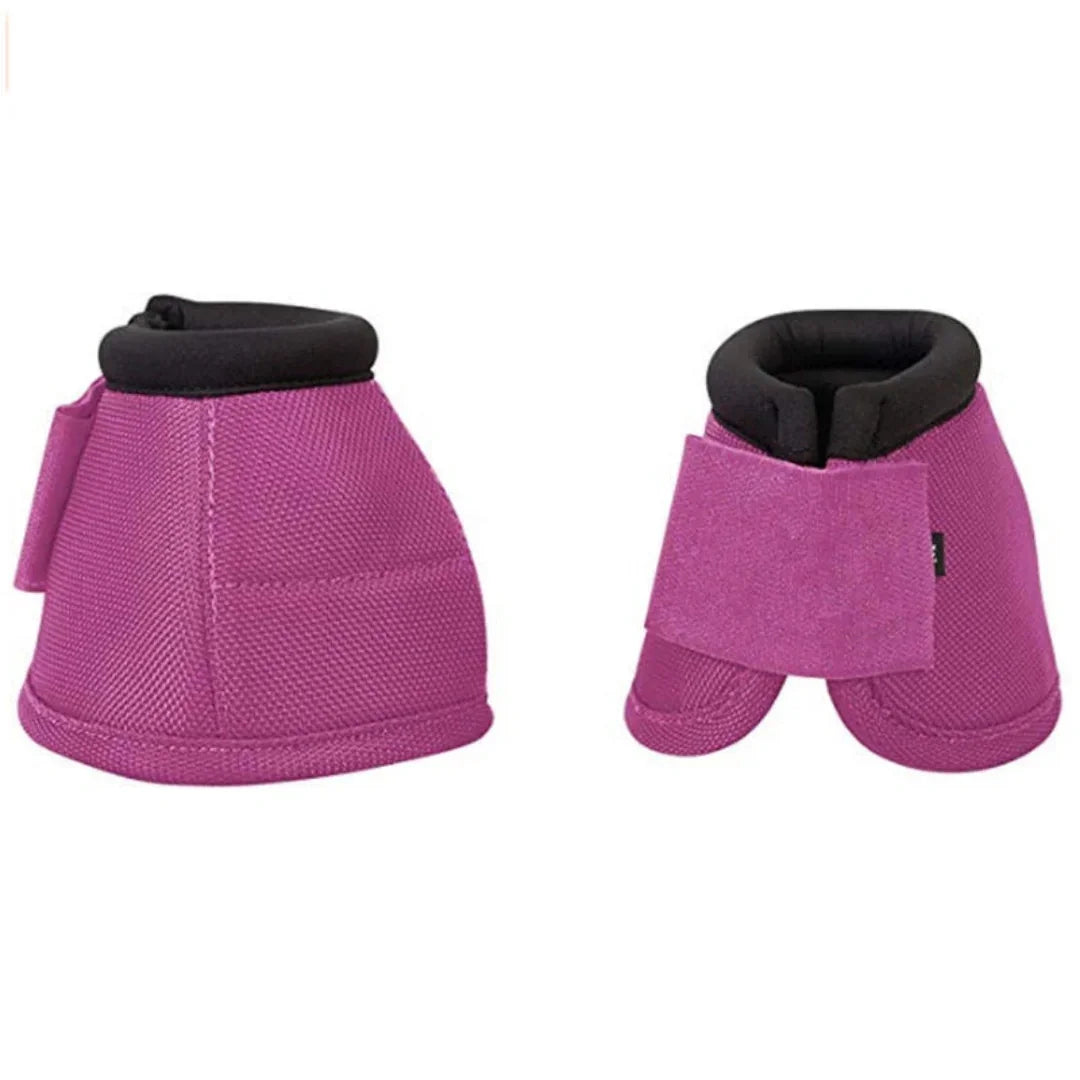 Pair of pink neoprene bell boots designed for horse hoof safety