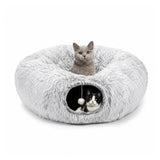 Cama túnel con forma de rosquilla para gatos