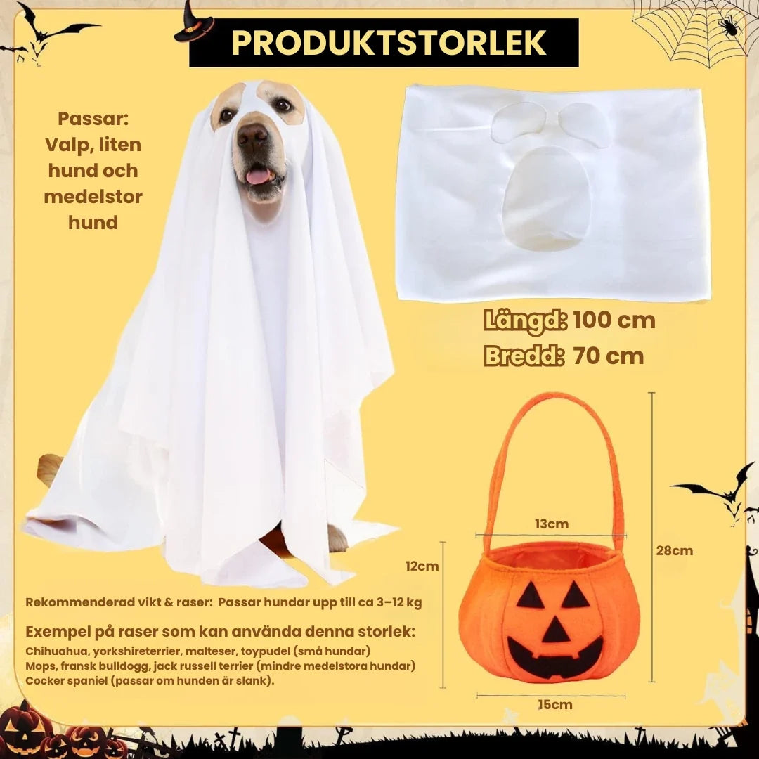 Product size of Halloween costume with pumpkin basket for dogs -Petifo