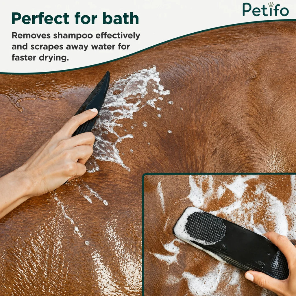 Helps remove shampoo thoroughly while acting as a water scraper for faster drying times.
