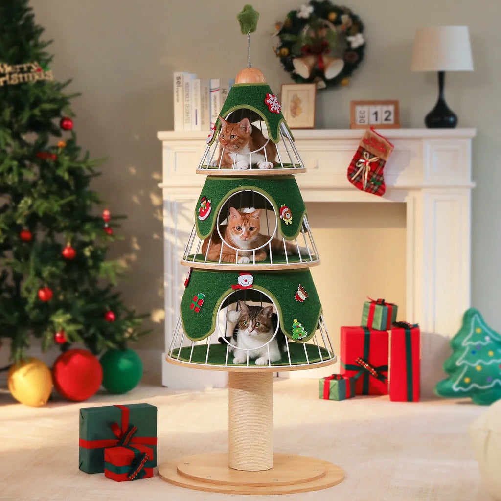 Árbol para gatos con forma de árbol de Navidad