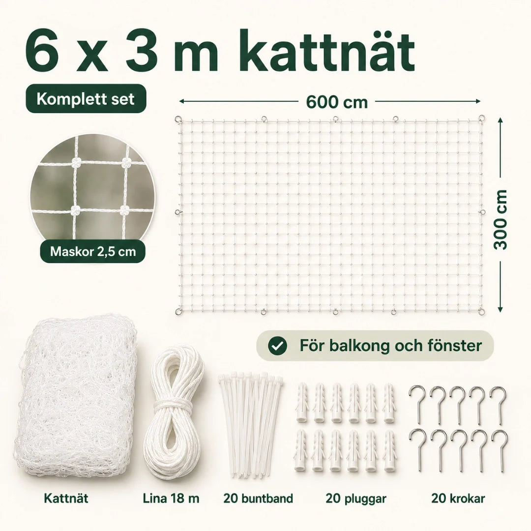 SafeGuard cat net size 6x3 metres - Petifo