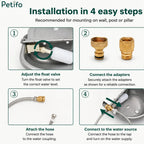 Step-by-step installation and mounting guide for setting up the automatic water bowl in a stable or pasture.