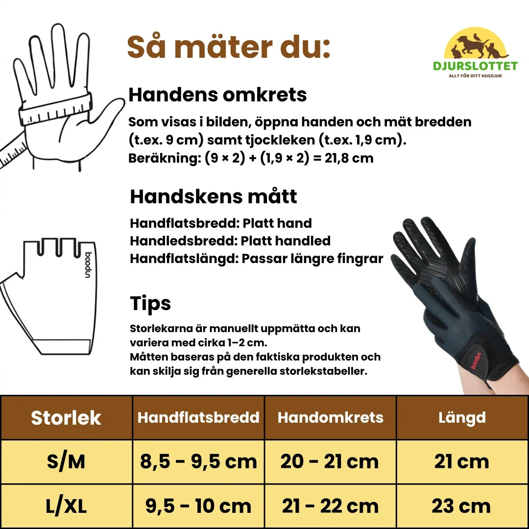 Size of Boodun Riding Gloves horse - Petifo
