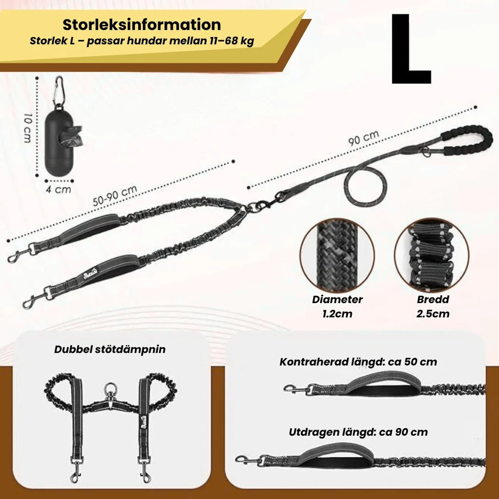 Size information for Reflective Double Lead - Petifo