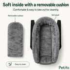 Top view of Petifo pet car seat featuring soft plush lining and removable padded cushion
