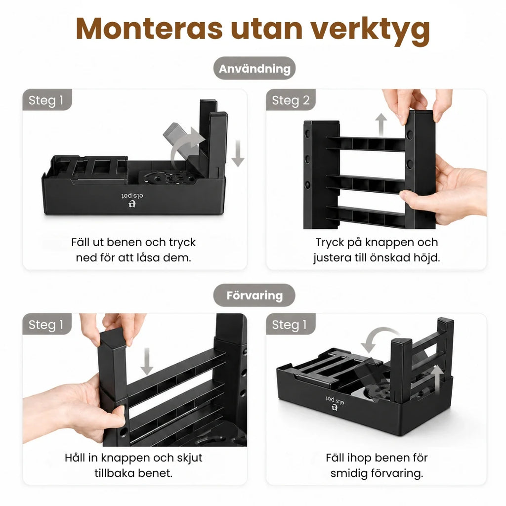 UpFeed Pro Raised Slow Feeder & Anti-Spill Food Bowl Assembles without tools - Petifo