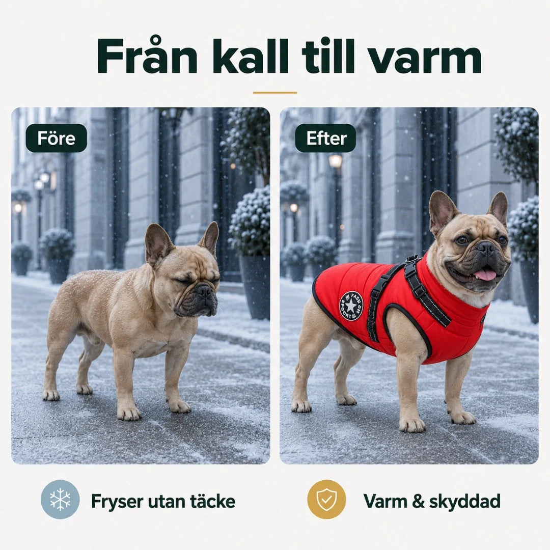 Winter coat for dogs vs after - Petifo