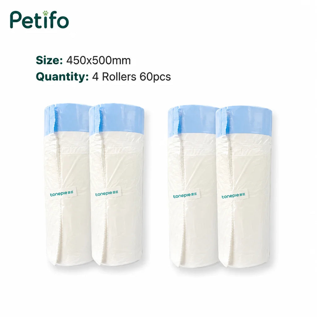 These replacement waste bag rolls for the Litterluxe Pro cat litter box measure 450x500mm
