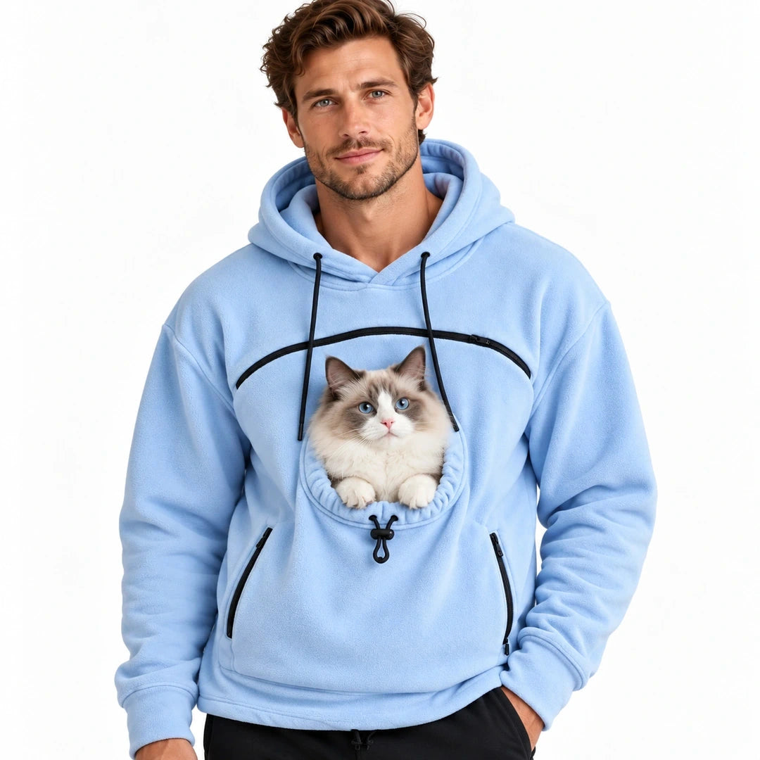 Blue hoodie with a cat - Petifo