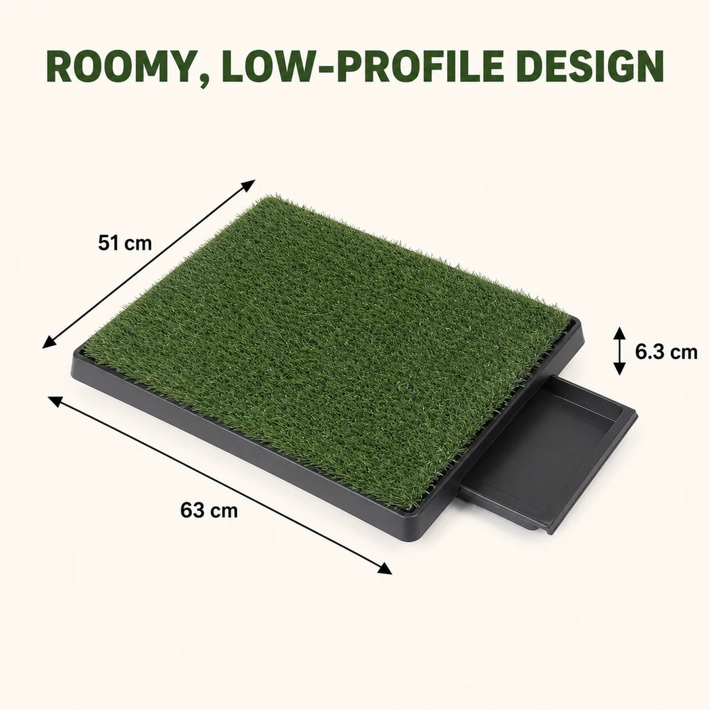 Dimensiones del inodoro de césped para perros: 63 × 51 × 6,3 cm