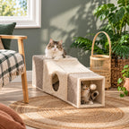 PawHut 2-in-1 Cat Tunnel in a calm interior setting - Petifo