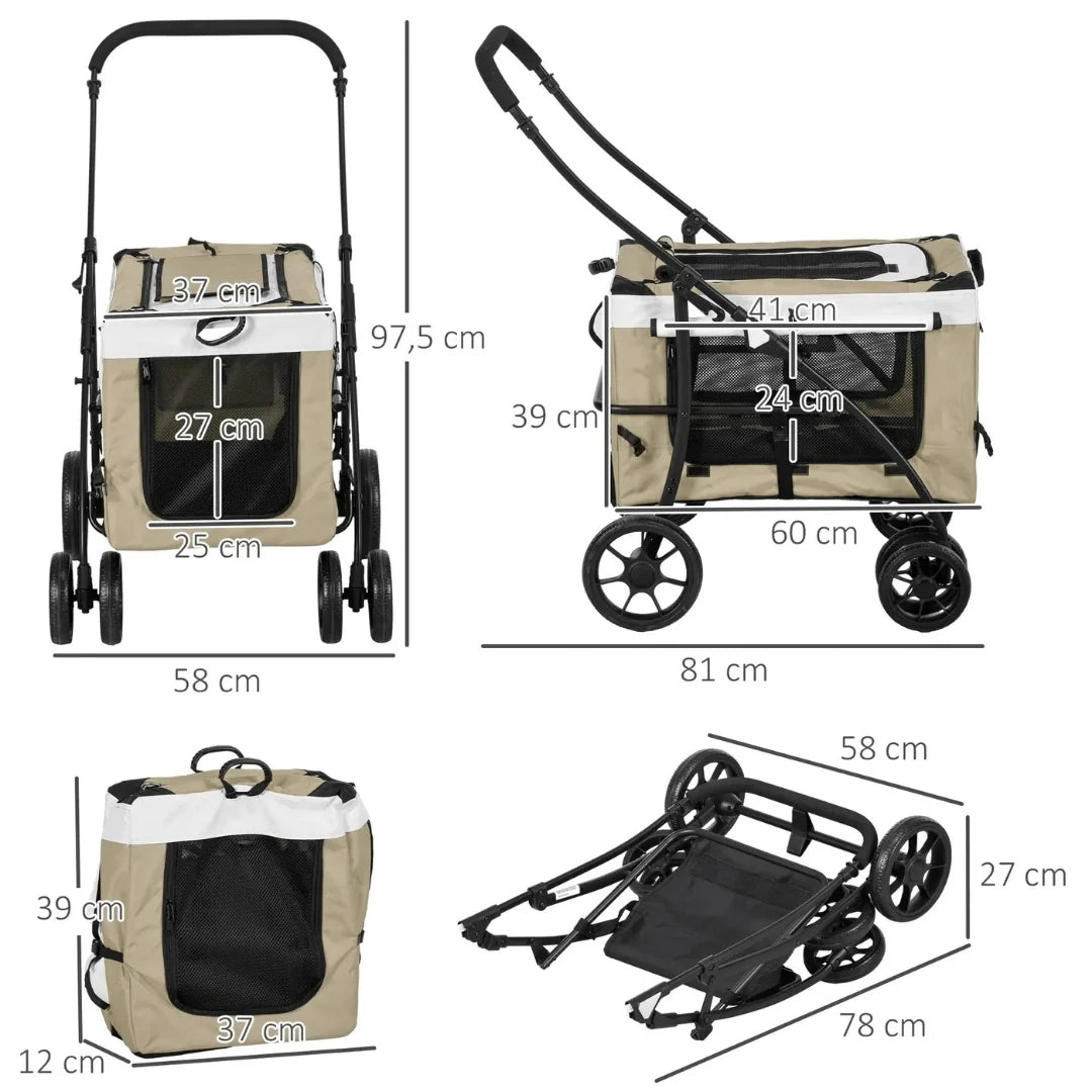 PawHut 2-in-1 Pet Pushchair for Dogs and Cats size - Petifo