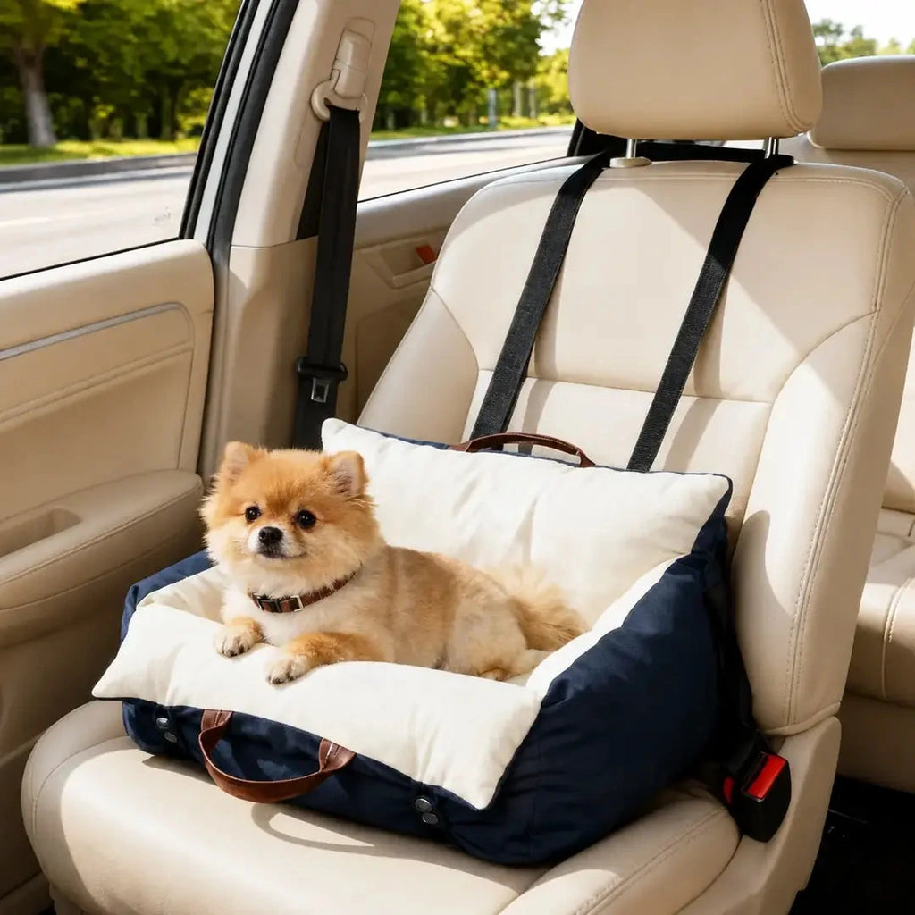 Dog resting in the PawHut car seat and travel bed - Petifo
