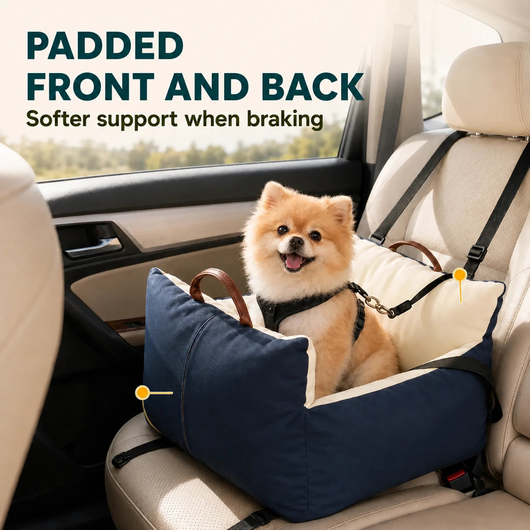 Padded front and back support in the PawHut dog car seat - Petifo