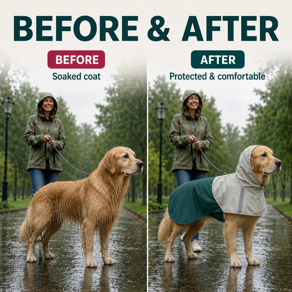 Before and after rain protection with the PawHut dog raincoat - Petifo