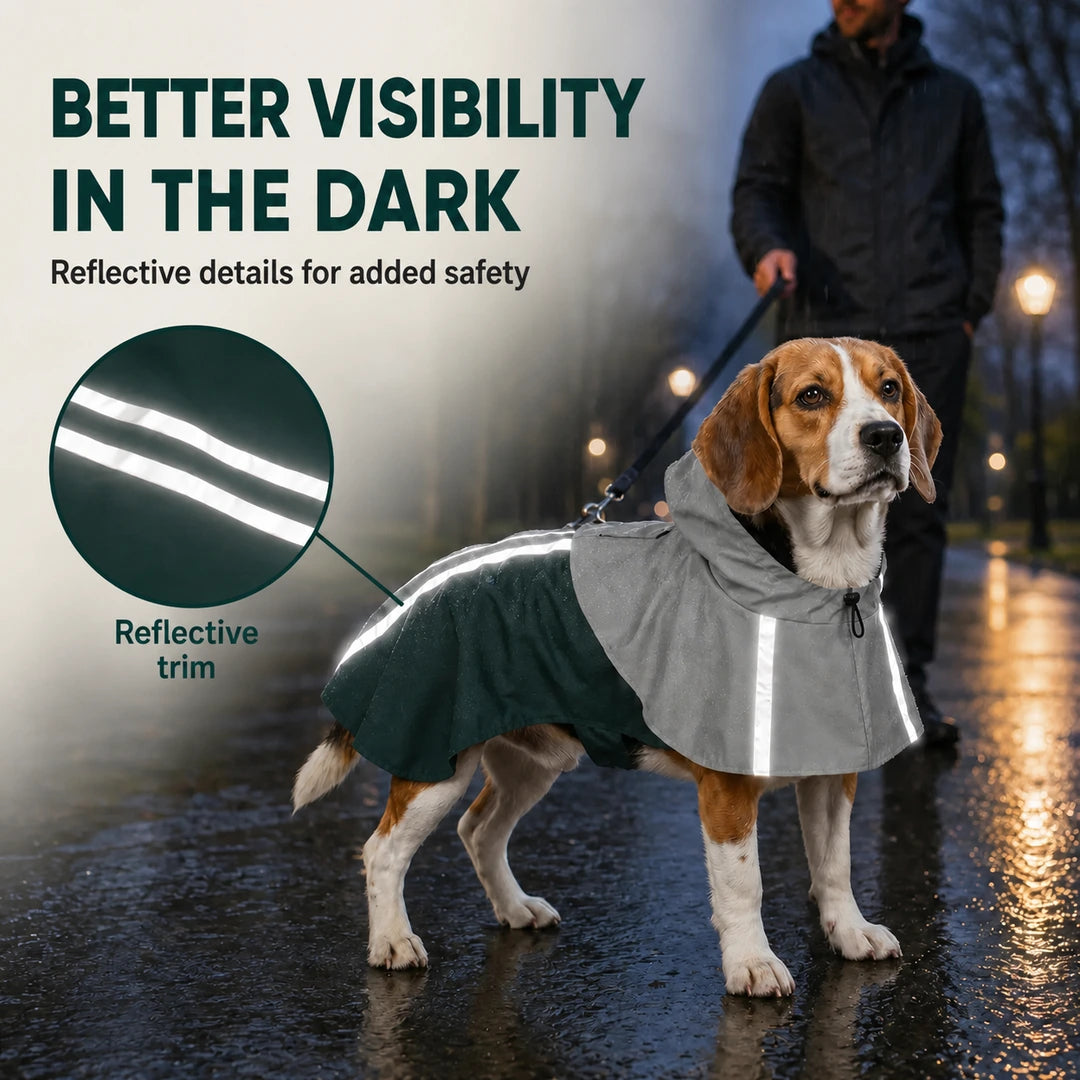 Reflective details on the PawHut dog raincoat for darker walks - Petifo