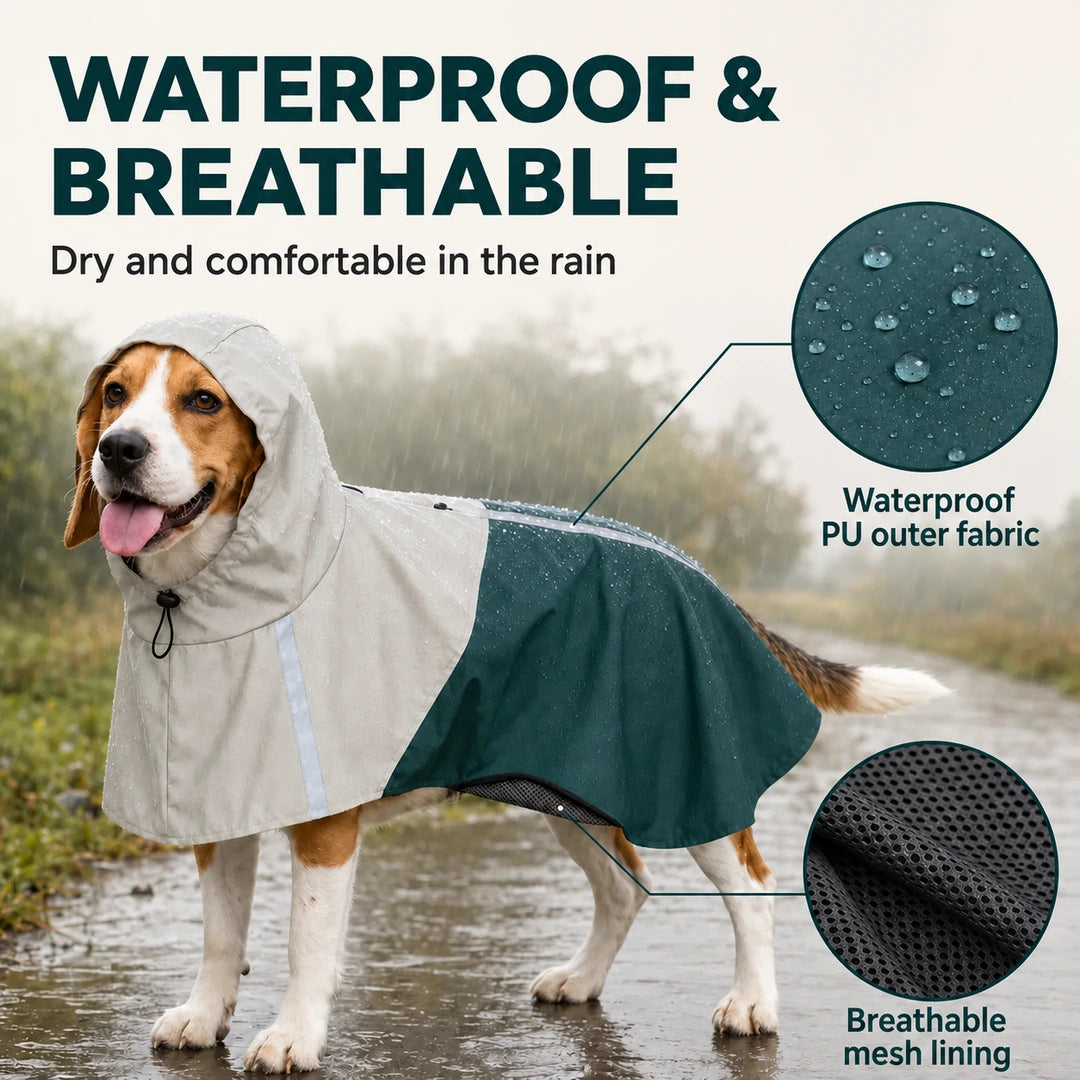 Water-resistant outer fabric and breathable lining on the PawHut dog raincoat - Petifo