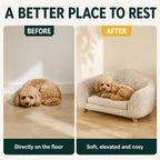 Before and after moving from the floor to the PawHut pet sofa - Petifo