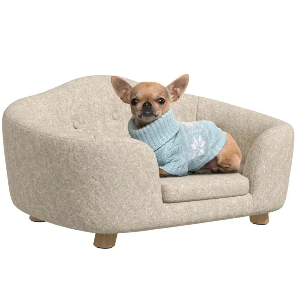 PawHut elevated pet sofa bed with a small dog - Petifo