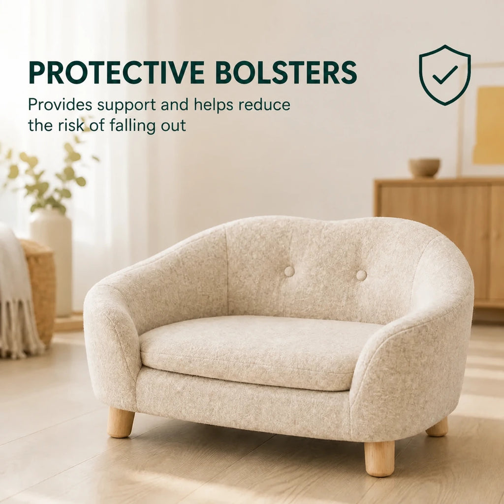 Protective padded bolsters on the PawHut elevated pet sofa - Petifo