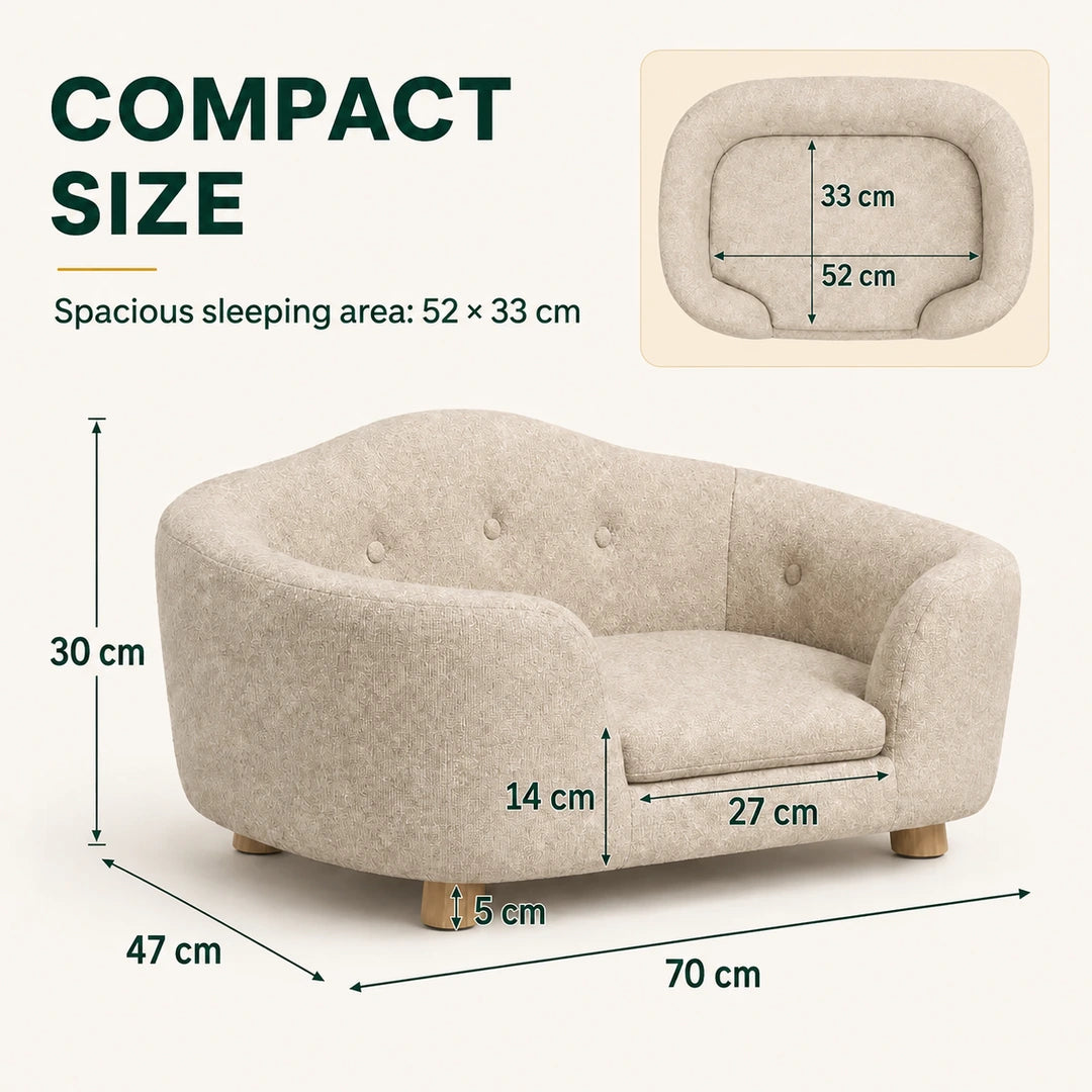 Size guide for the PawHut elevated pet sofa bed - Petifo