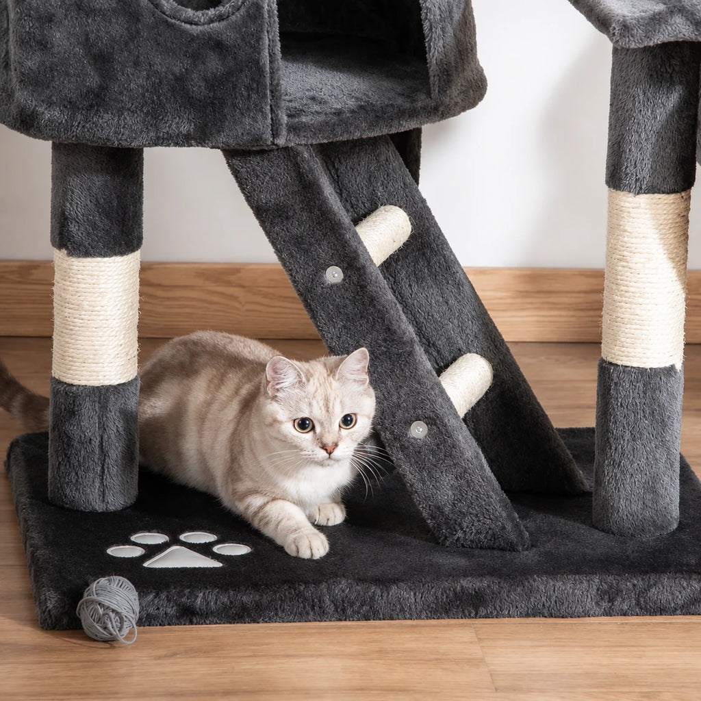 Stable base and climbing ladder on the PawHut Floor-to-Ceiling Cat Tree - Petifo