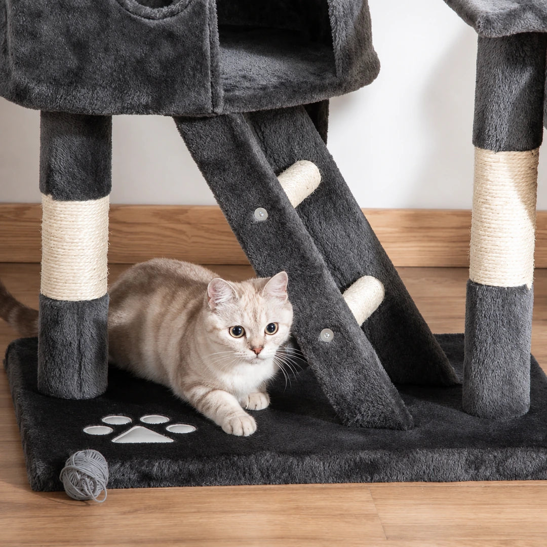 Stable base and climbing ladder on the PawHut Floor-to-Ceiling Cat Tree - Petifo
