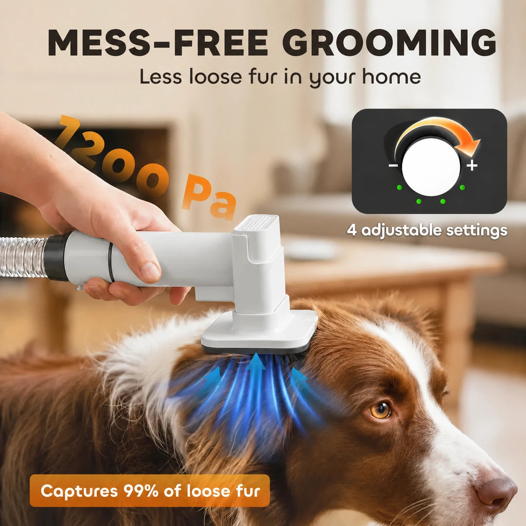 Mess-free loose-fur collection with the PawHut grooming vacuum - Petifo