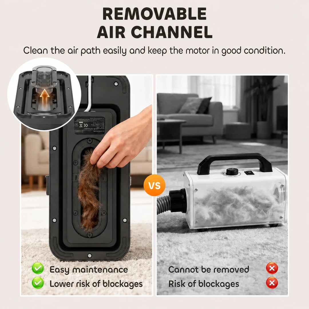Removable air channel on the PawHut pet grooming vacuum - Petifo